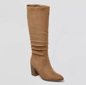 Universal Thread Junie Tan Faux Suede Slouch Boots Wide Calf Womens 8.5